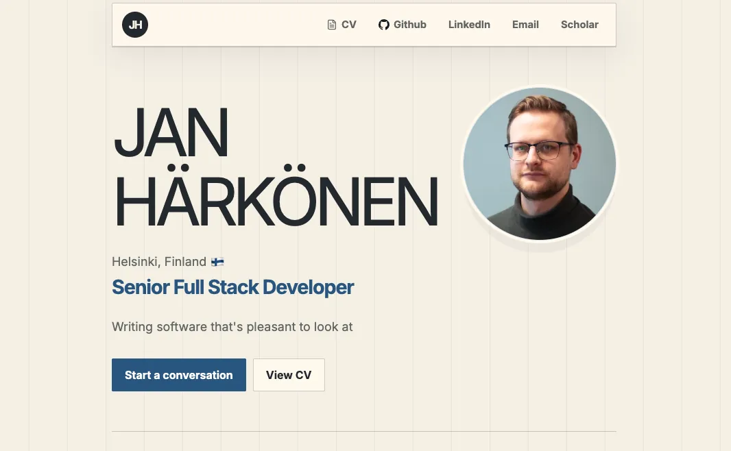 Portfolio site preview