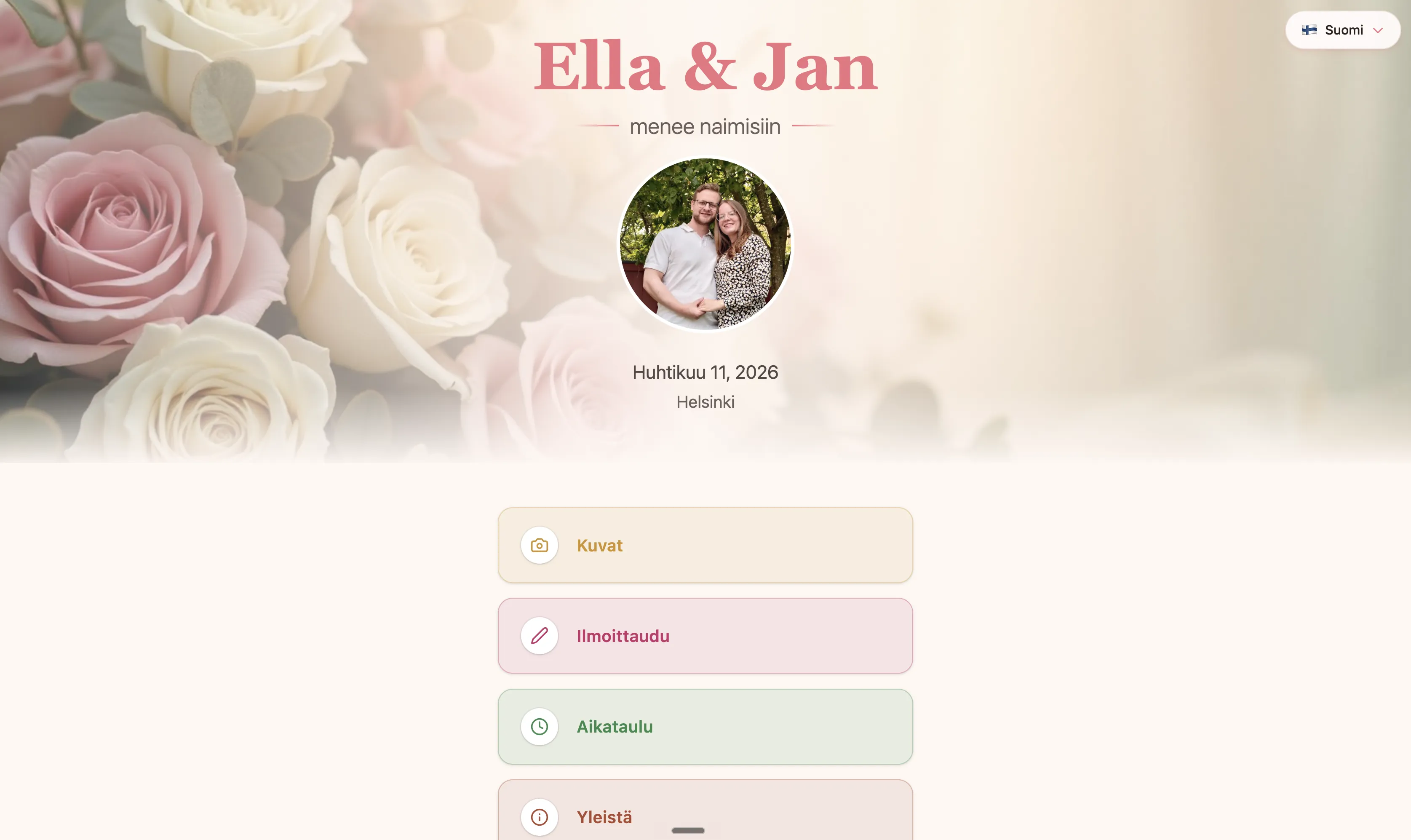 Wedding site preview